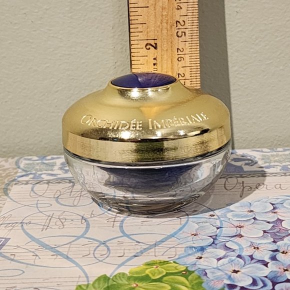 Vintage Guerlain Orchidee Imperiale Cream Container with gold Tone Metal Lid #2 - Picture 8 of 10